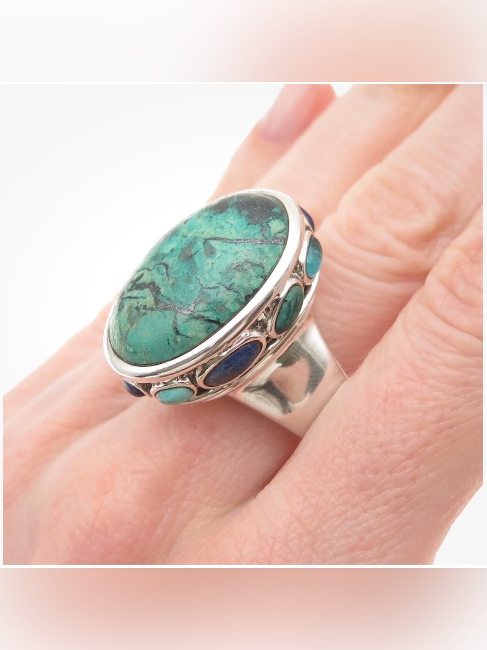 NEW Barse 925 Sterling Silver Vintage Authentic Turquoise & Malachite Ring